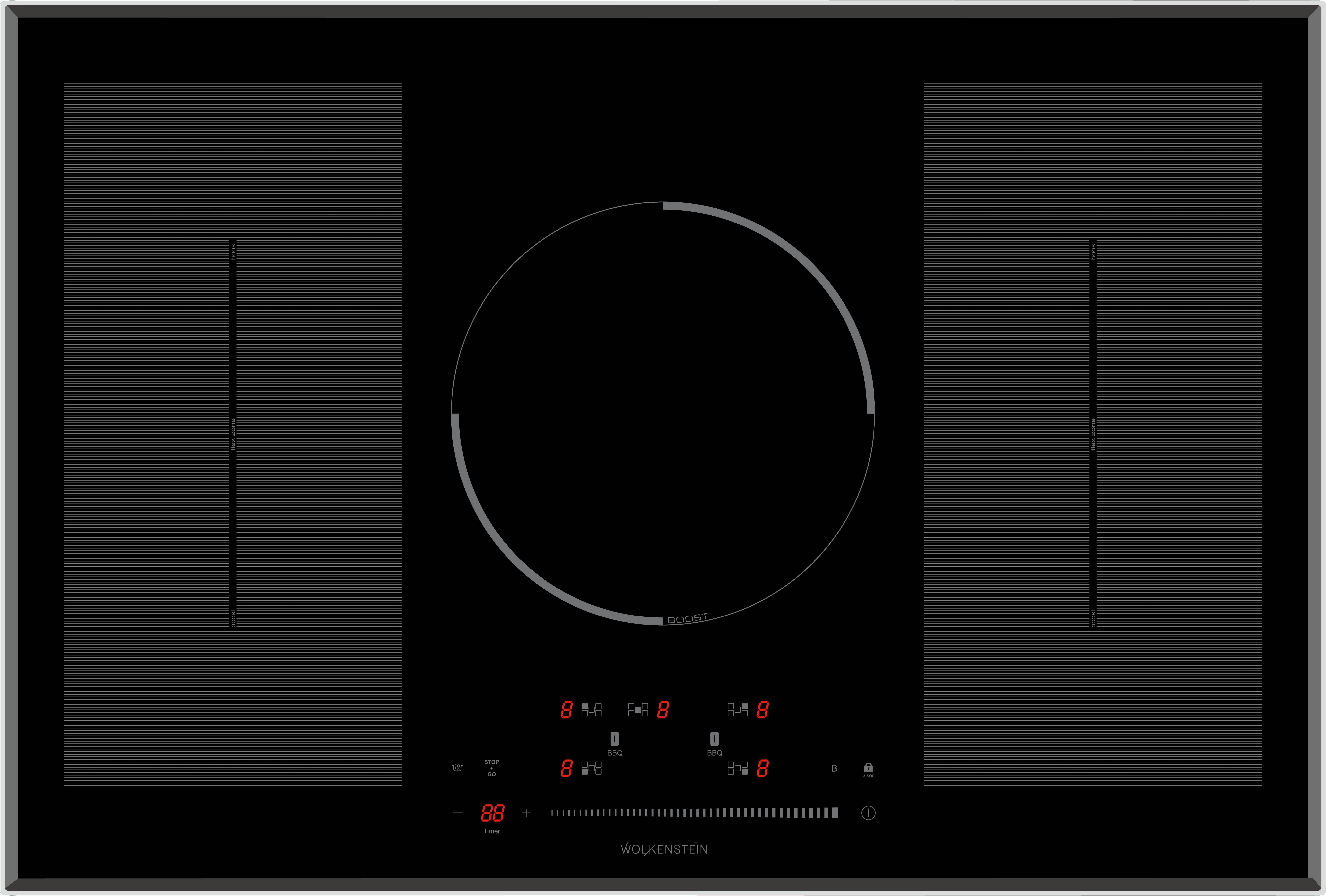 Glaskeramikkochfeld Schwarz B: 77 cm - Basics, Glas (77/6/52cm) - Wolkenstein