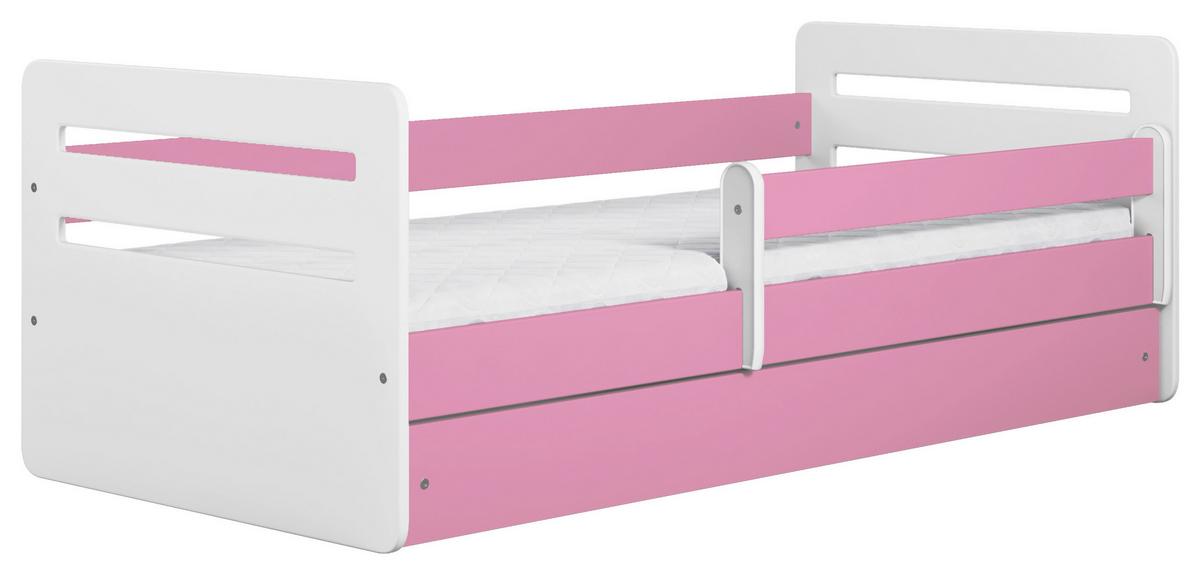 Kinder-/Juniorbett Tomi Pink/Weiß B: 80cm - Pink/Birkefarben, MODERN, Holz/Holzwerkstoff (80/160cm) - MID.YOU