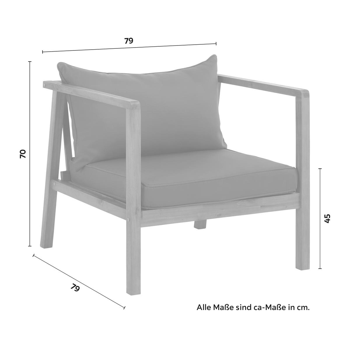 Záhradní sedací souprava PIA - šedá/barvy akácie, Moderní, dřevo/textil (150/70/79cm) - Bessagi Garden