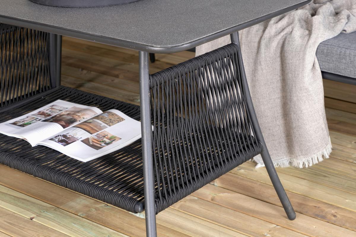 Loungegarnitur 2-tlg Berlin Metall/glas/dekor Mit Kissen - Schwarz, KONVENTIONELL, Metall (173/196cm) - Gardenson