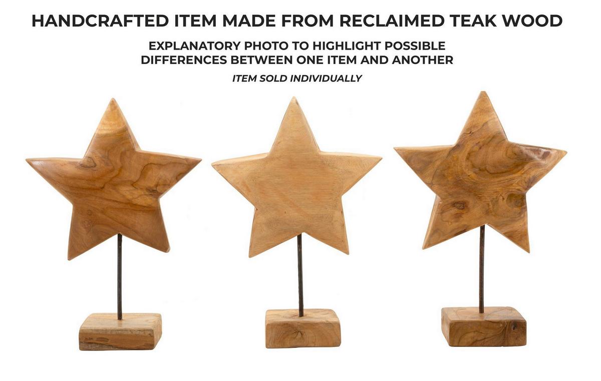 Skulptur Star Teak, Braun B: 28 cm - Braun, Basics, Holz (28/42/12cm)