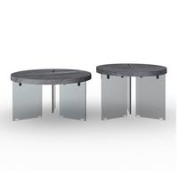 Konferenční stolek Moreno, 2 dílná sada - šedá/tmavě šedá, Moderní, kov/kompozitní dřevo (80/42,5cm) - Bessagi Home