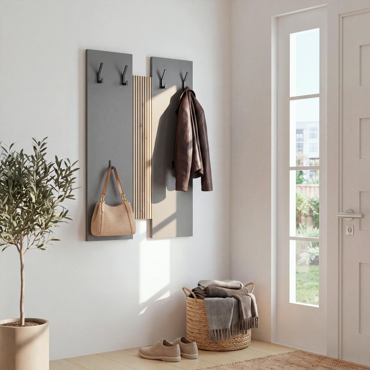 Garderobenpaneel Touch Anthrazit/Eiche Artisan B:69cm - Anthrazit/Eiche Artisan, MODERN, Holzwerkstoff (69/99/1,8cm)
