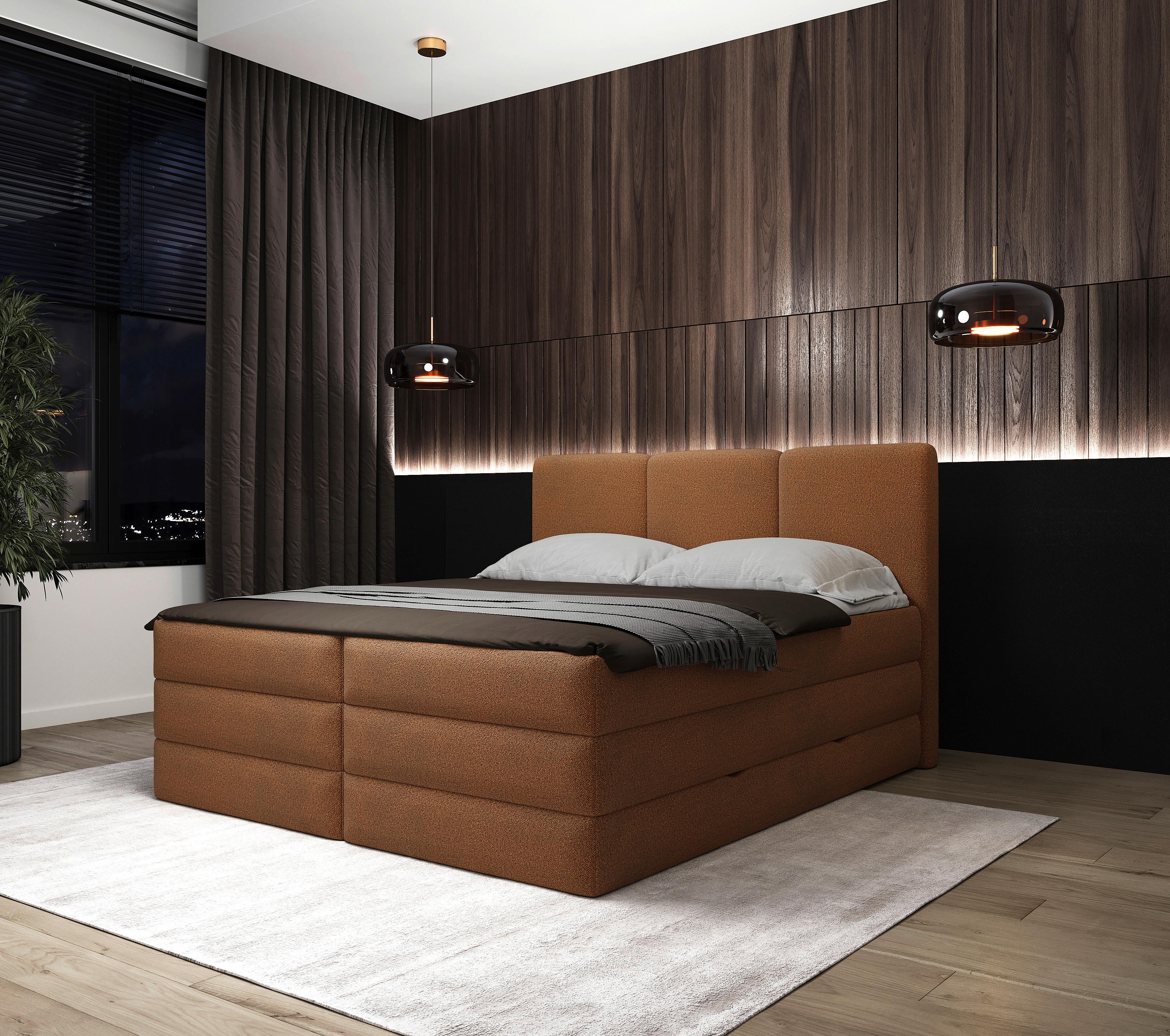 Boxspringbett Castel K - Rostfarben/Schwarz, MODERN, Holz/Holzwerkstoff (180/200cm) - MID.YOU
