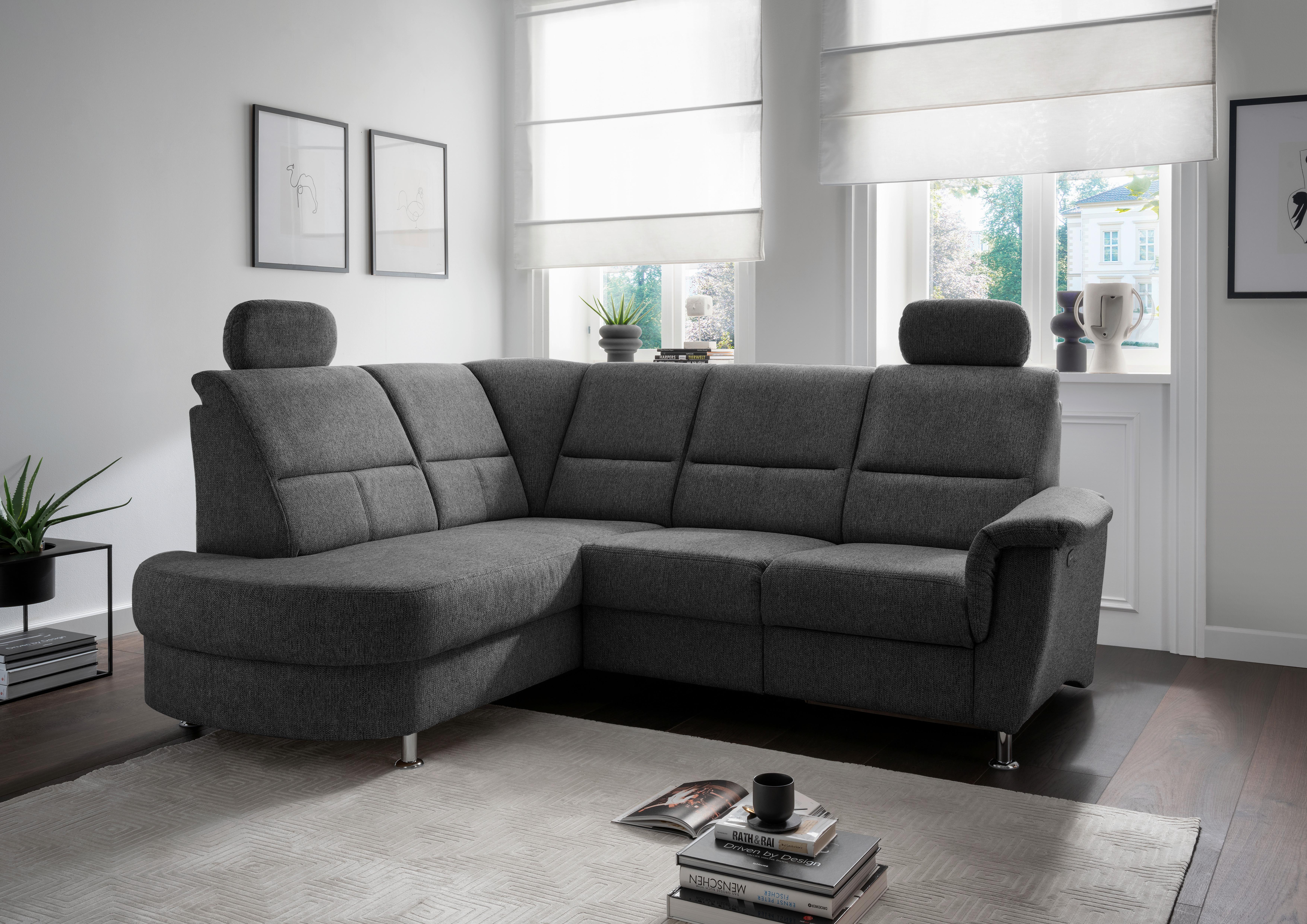Ecksofa mit Stauraum Parole Anthrazit Chenille - Chromfarben/Anthrazit, KONVENTIONELL, Textil (184/231cm) - Livetastic