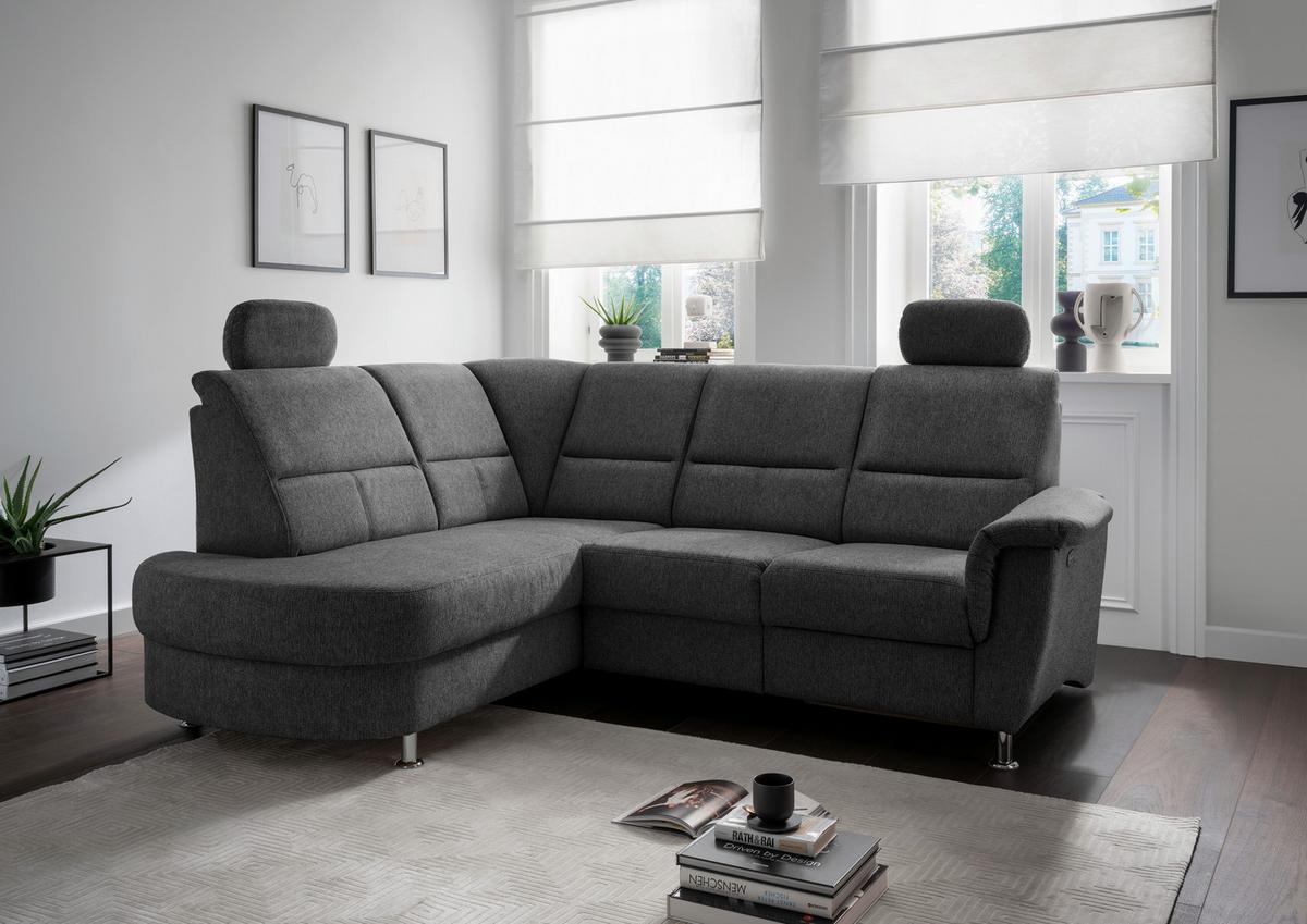 Ecksofa Mit Stauraum Parole Anthrazit Chenille - Chromfarben/Anthrazit, KONVENTIONELL, Textil (184/231cm) - Livetastic