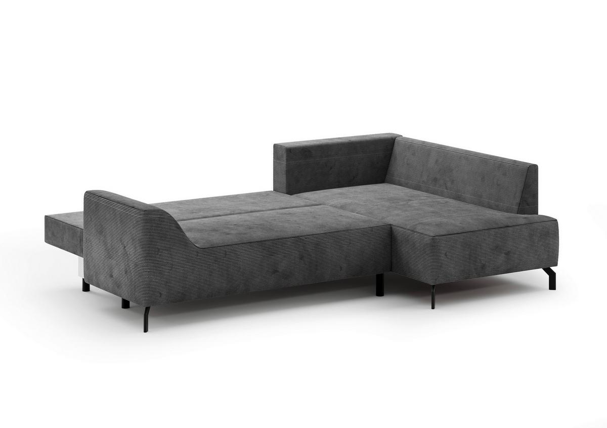 Eckschlafsofa Asolo Silberfarben S:273x167cm - Silberfarben/Schwarz, Design, Textil (273/167cm) - MID.YOU