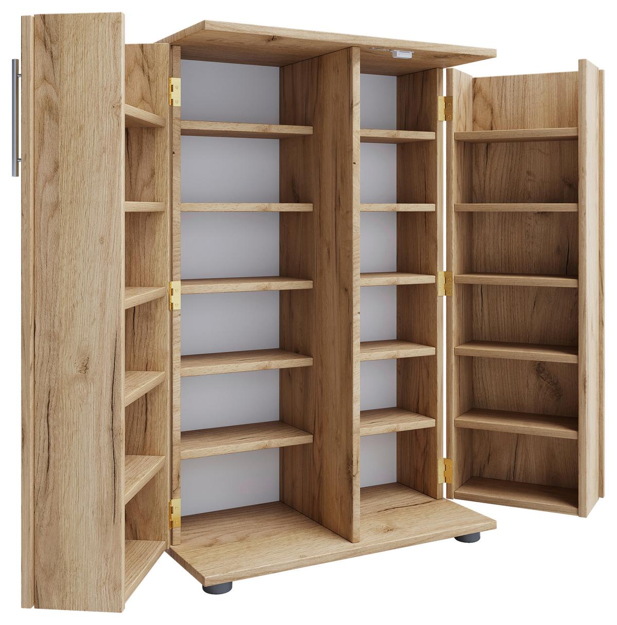 CD-Regal Engalo Eiche Dekor B: 60 cm - Honigeiche/Schwarz, Design, Holzwerkstoff (60/93/31cm) - MID.YOU