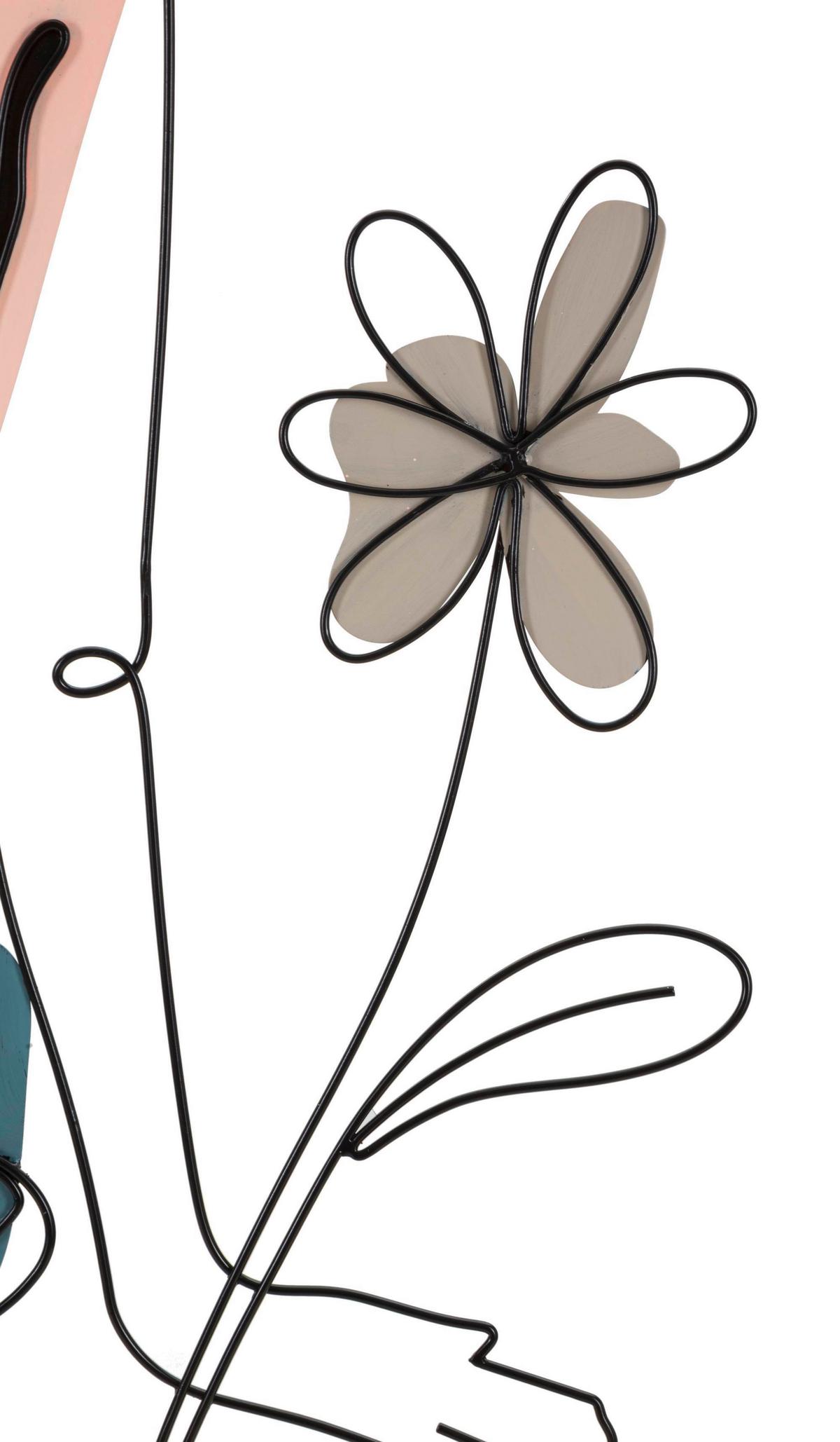 Wanddeko Lady W/ Flower Beige/graugrün/rosa B: 80 Cm - Beige/Rosa, Basics, Metall (80/90/1.3cm)