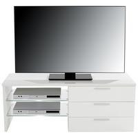 TV STOLÍK MERLIN II NEW - biela/chrómová, Modern, kompozitné drevo/plast (118,4/47/39,5cm)