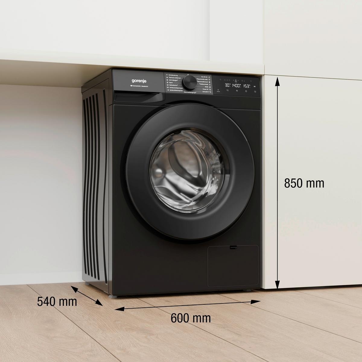Waschmaschine WG484A3P1B Füllmenge ca. 8 kg, EEKL: A - Schwarz, Basics, Kunststoff/Metall (60cm) - Gorenje
