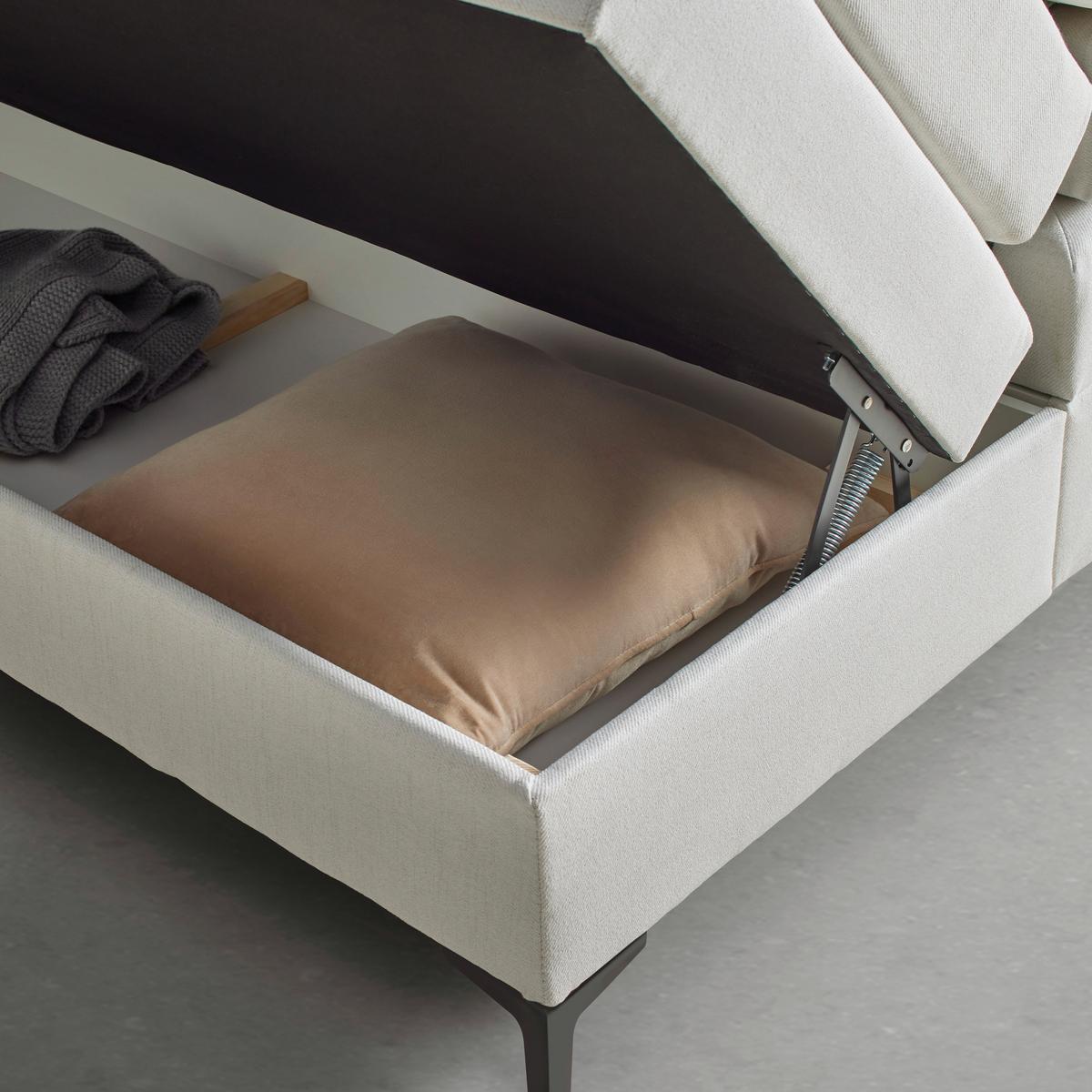 Boxspringová postel BARI 140/200, krémová - černá/krémová, Konvenční, kov/textil (140/200cm) - Mömax