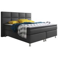 Boxspringbett Mit Topper / Matratzen 180x200 Cm Miami-Bk - Anthrazit/Silberfarben, KONVENTIONELL, Leder/Textil (200/125/210cm) - MID.YOU