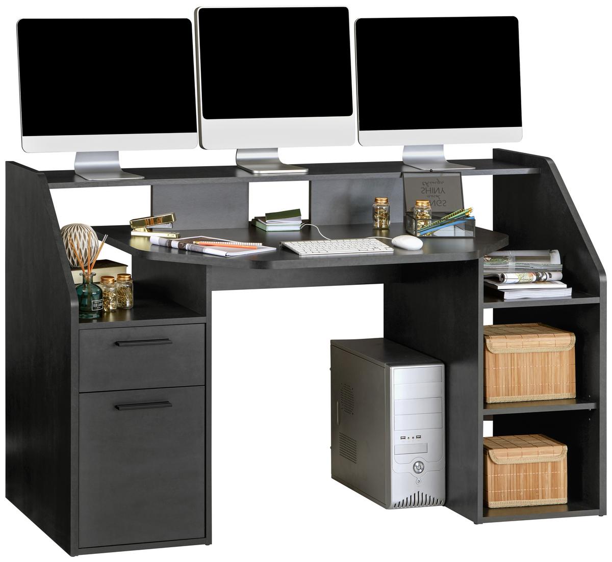 HERNÍ STŮL ENTER - černá/barvy grafitu, Moderní, kompozitní dřevo/plast (160/95,7/71,5cm)