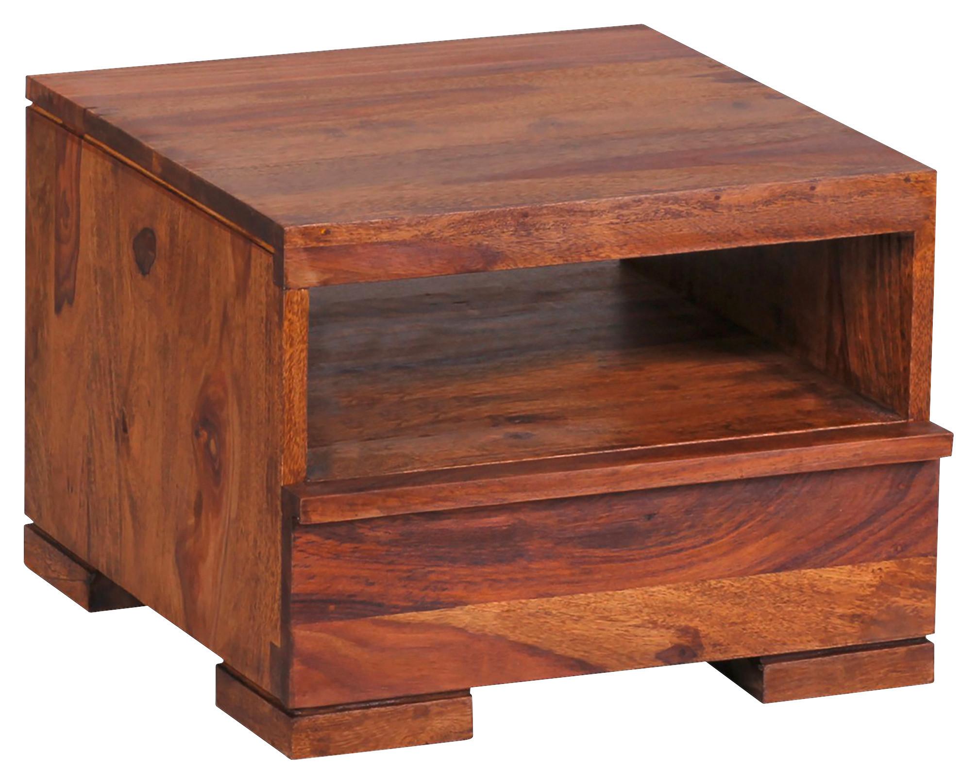 Noční stolek z masivního dřeva MUMBAI š.: 40cm - barvy sheesham, Konvenční, dřevo (40/30/40cm) - MID.YOU