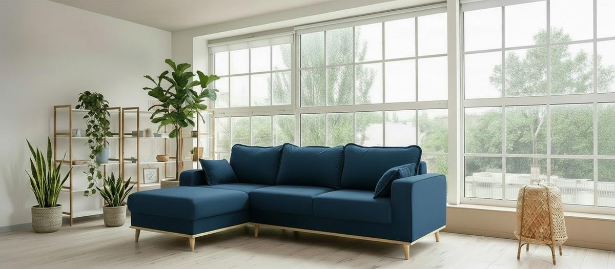 Ecksofa Beata Blau S: 150x230 cm - Wengefarben/Blau, Design, Textil (150/230cm) - Livetastic