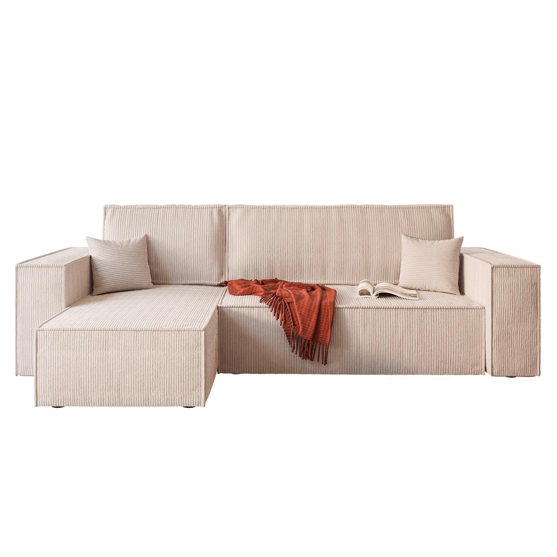 Ecksofa Carlos L - Beige, Design, Textil (142/246cm) - P & B