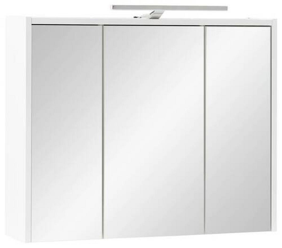 Spiegelschrank Flag mit Led 3 Türen Weiß - Weiß Hochglanz/Weiß, MODERN, Glas/Holzwerkstoff (74,5/65/16cm) - MID.YOU