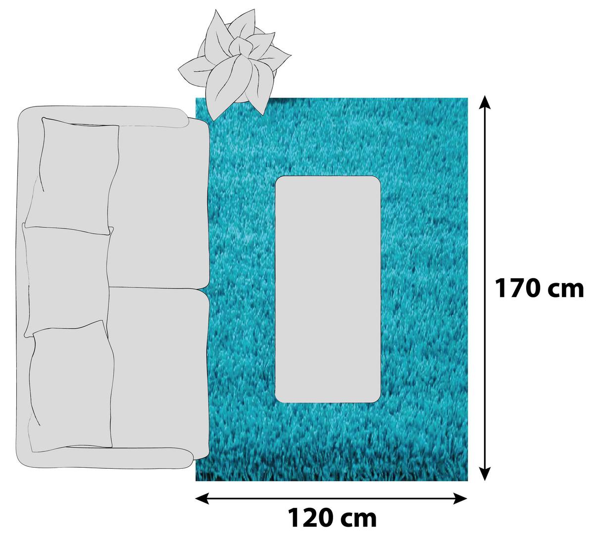 Hochflor Teppich Türkis Prime 120x170 cm - Türkis, MODERN, Textil (120/170cm)