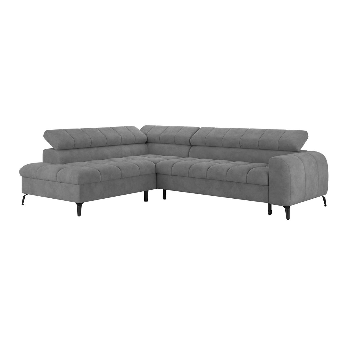 Ecksofa mit Schlaffunktion & Bettkasten Volf Graublau - Graublau/Schwarz, Trend, Kunststoff/Textil (203/261cm)