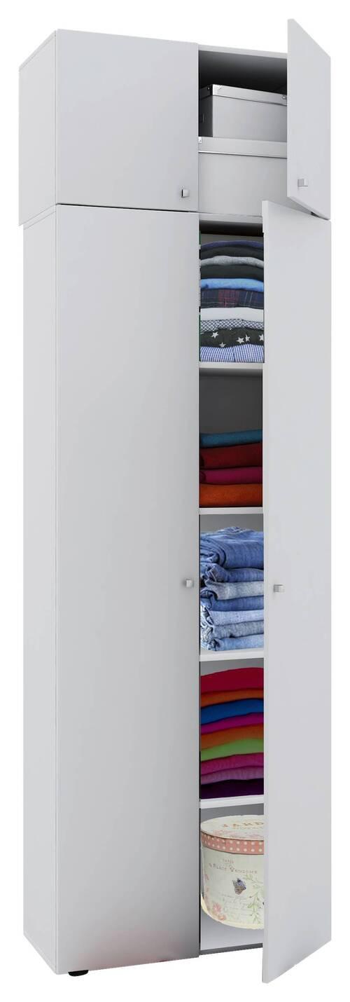 Viacúčelová skriňa VANDOL biela - čierna/sivá, Modern, kompozitné drevo/plast (70/218/39cm) - MID.YOU