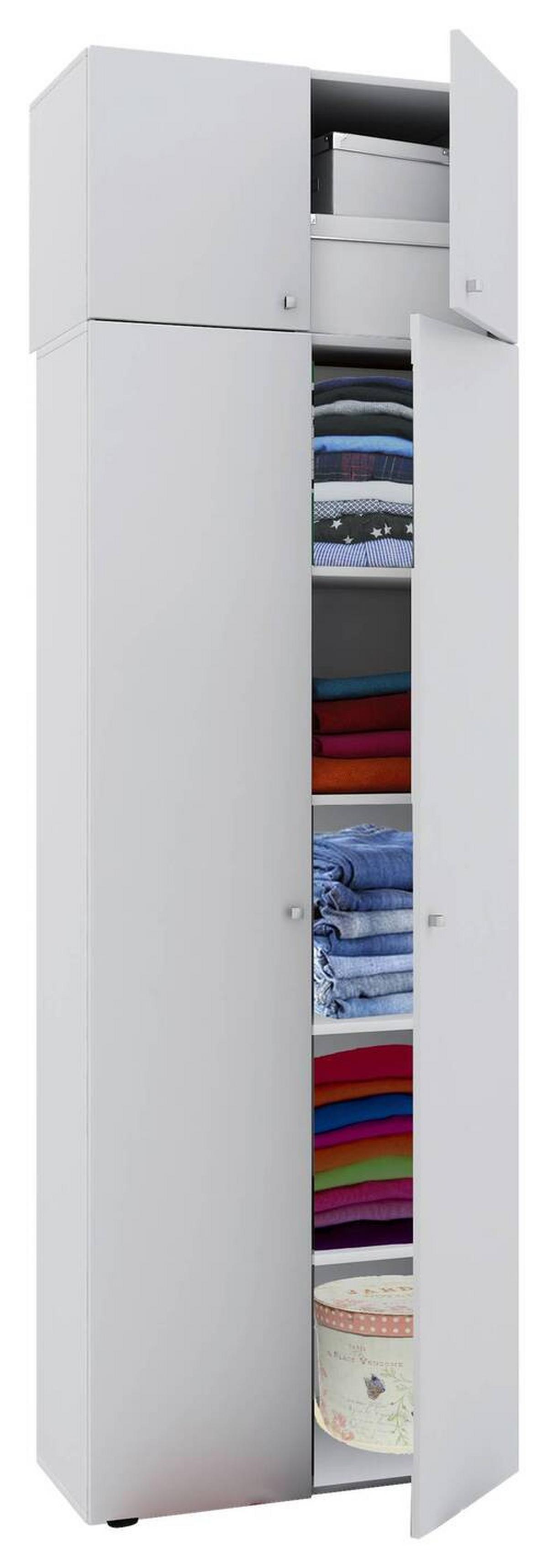 Víceúčelová skříň VANDOL bílá - bílá/šedá, Moderní, kompozitní dřevo/plast (70/218/39cm) - MID.YOU