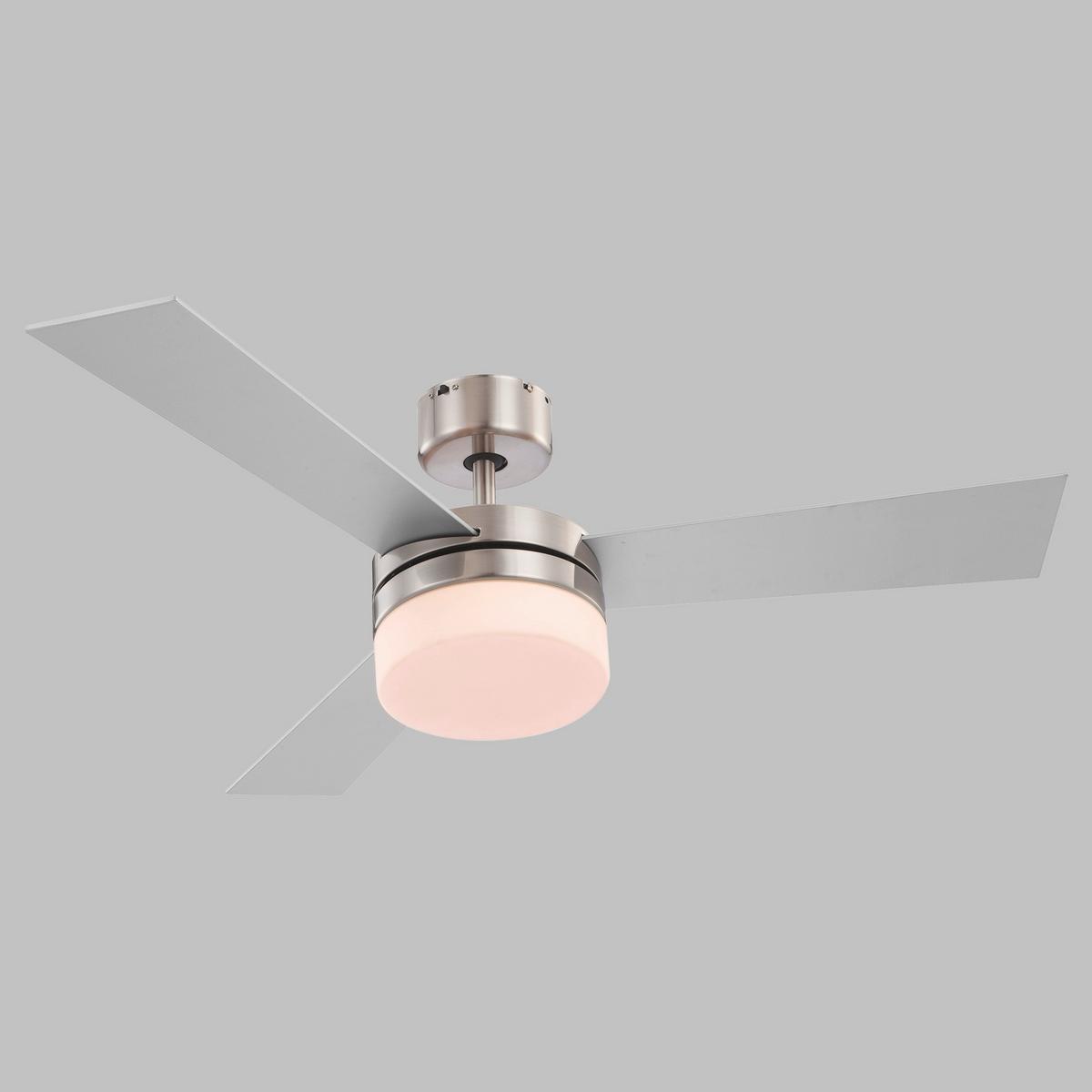 Deckenventilator Andreas Silber 3 Flügel, Led-Leuchte - Silberfarben/Braun, KONVENTIONELL, Glas/Holz (105/30,5cm) - Globo