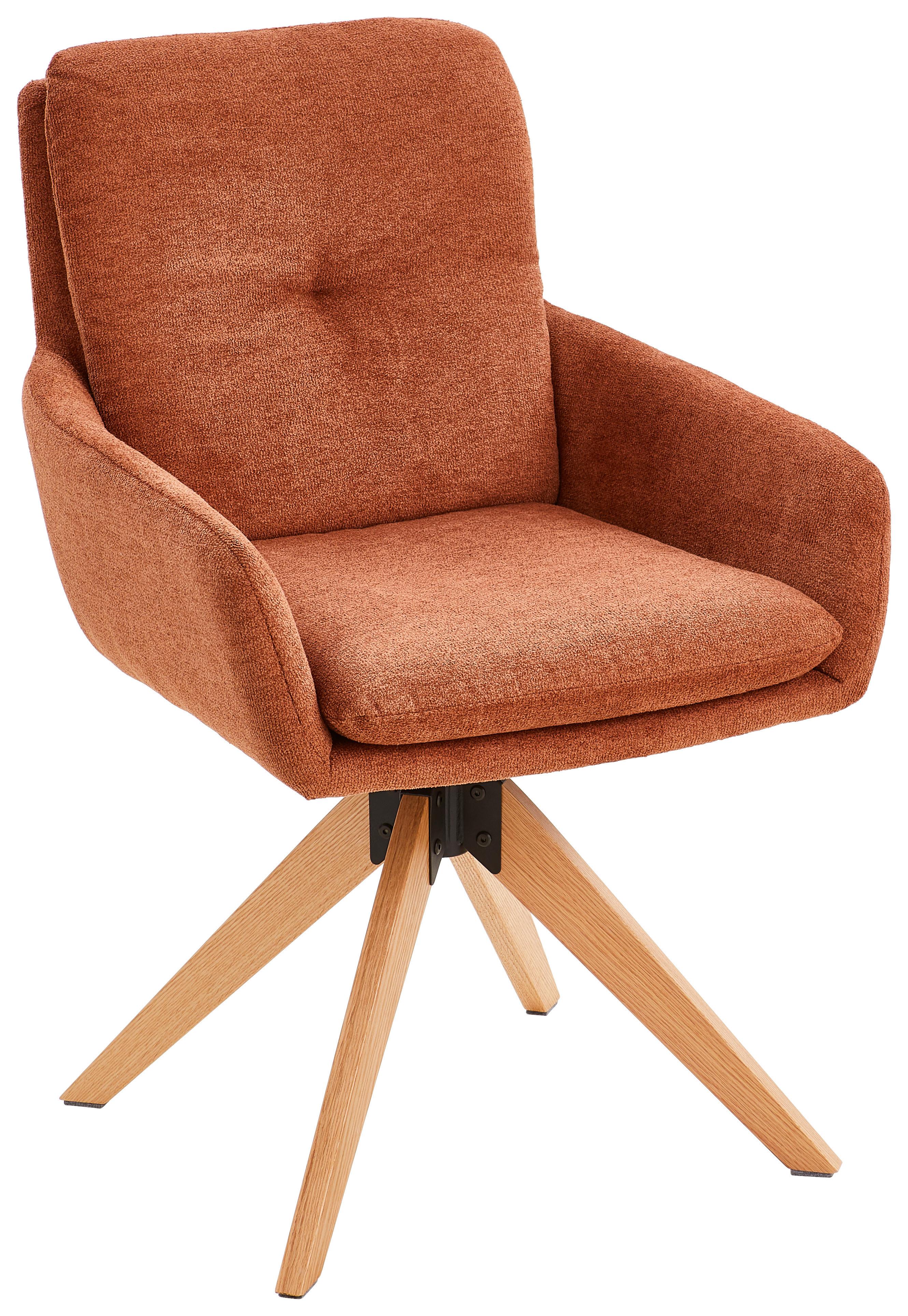 Armlehnstuhl Slide Rostfarben B: 58 cm - Rostfarben/Eichefarben, MODERN, Holz/Textil (58/91/63,5cm) - Livetastic