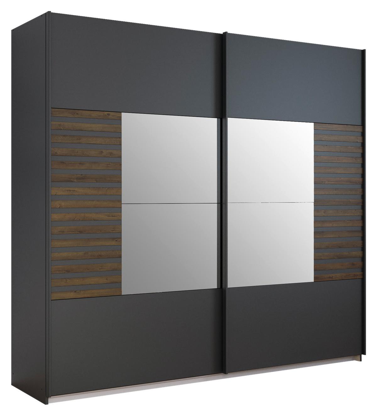 Schwebetürenschrank Barea Dunkelgrau Eiche Dekor - Eiche dunkel/Dunkelgrau, MODERN, Holzwerkstoff (226/210/62cm) - Rauch Möbel