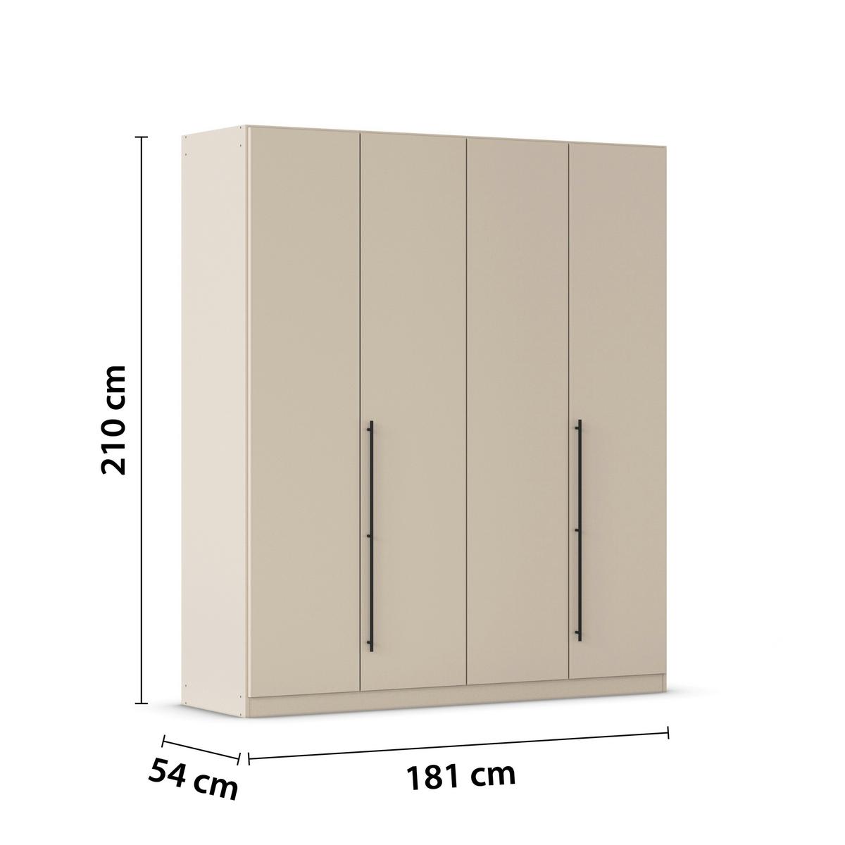 Kleiderschrank Safari B: 181 cm - Champagner/Grau, KONVENTIONELL, Holzwerkstoff (181/210/54cm)