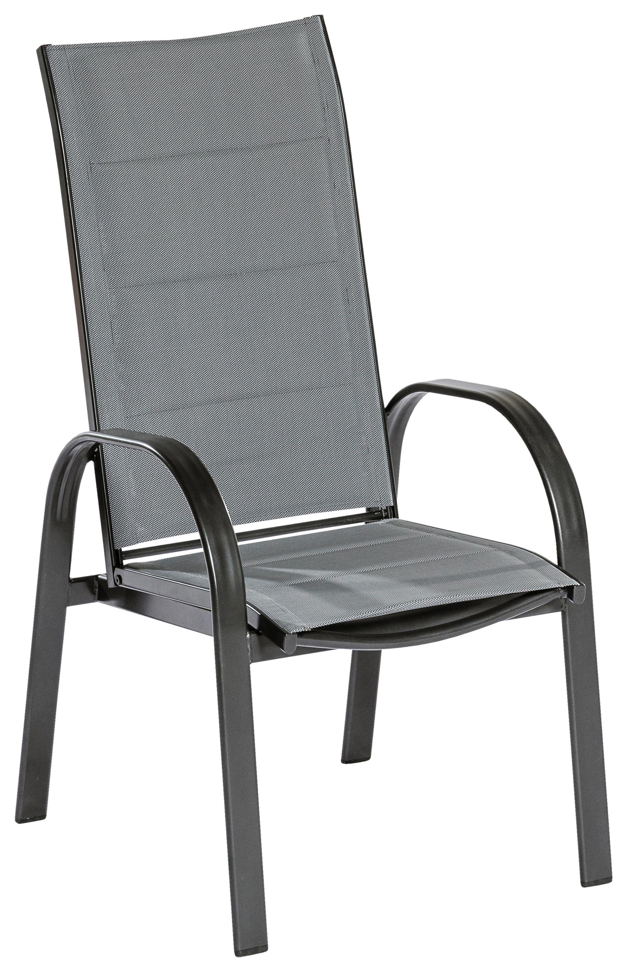 Gartensessel 2er-Set Marini MEtall/Textil Grau - Graphitfarben/Grau, KONVENTIONELL, Textil/Metall (57/110/73cm) - Gardenson