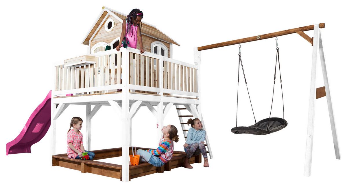 Spielturm A030.158.41 - Lila/Braun, KONVENTIONELL, Holz (613/291/277cm) - Ambia Garden