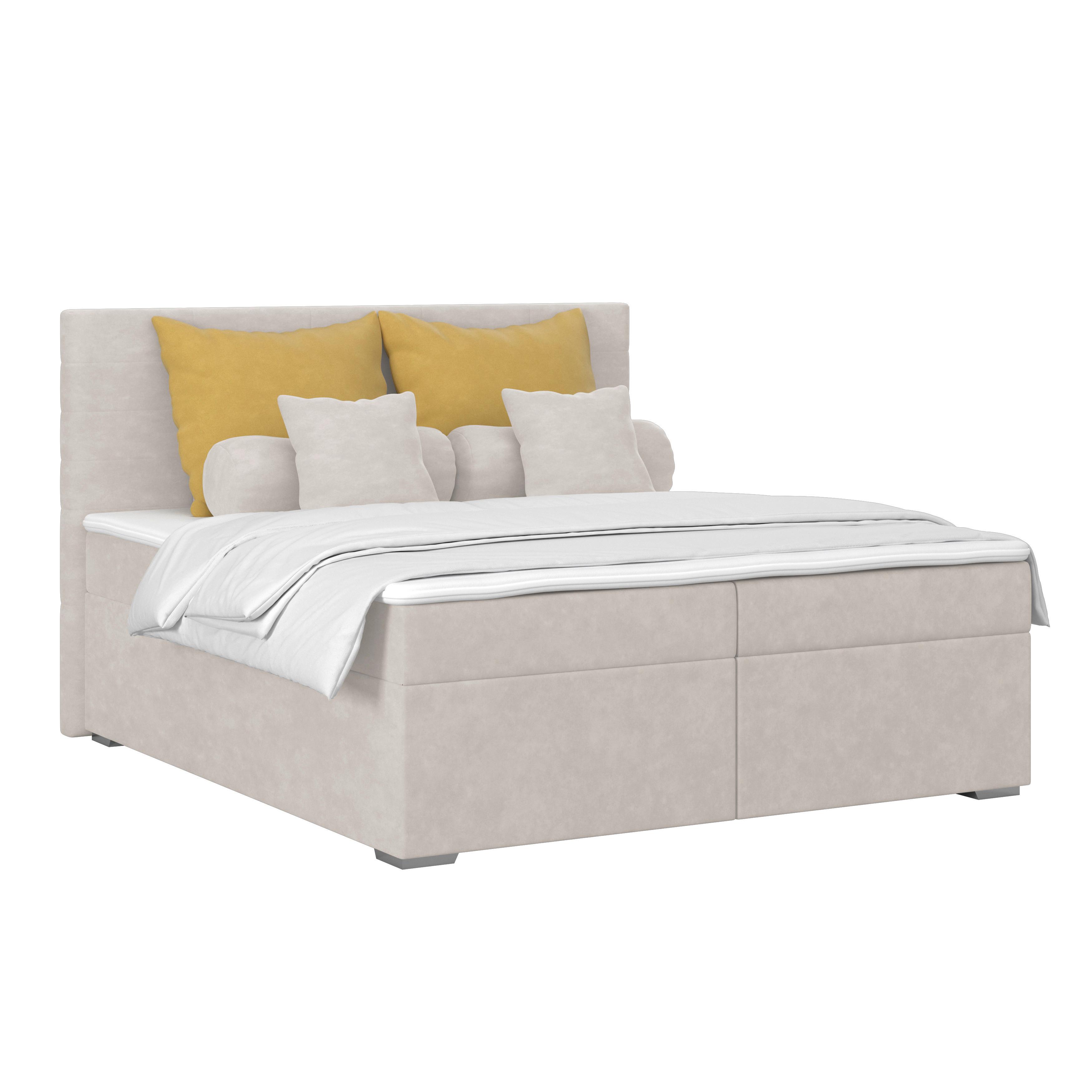 Čalúnená posteľ ADRIA 180x200 cm, sivohnedá - chrómová/taupe, Konventionell, drevo/textil (180/200cm)