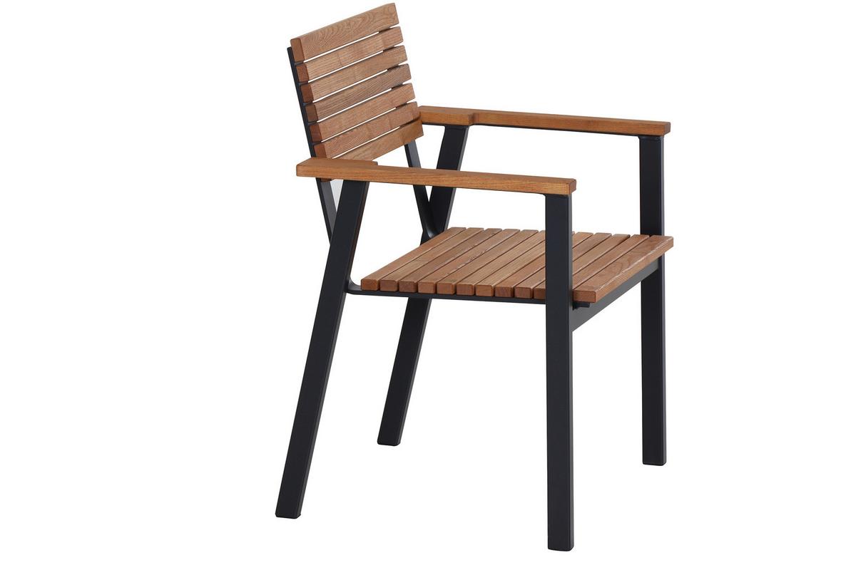 Gartensessel Stapelbar Aluminium, Robinieholz - Anthrazit/Robinienfarben, KONVENTIONELL, Holz/Metall (60/83/58,5cm) - Siena Garden