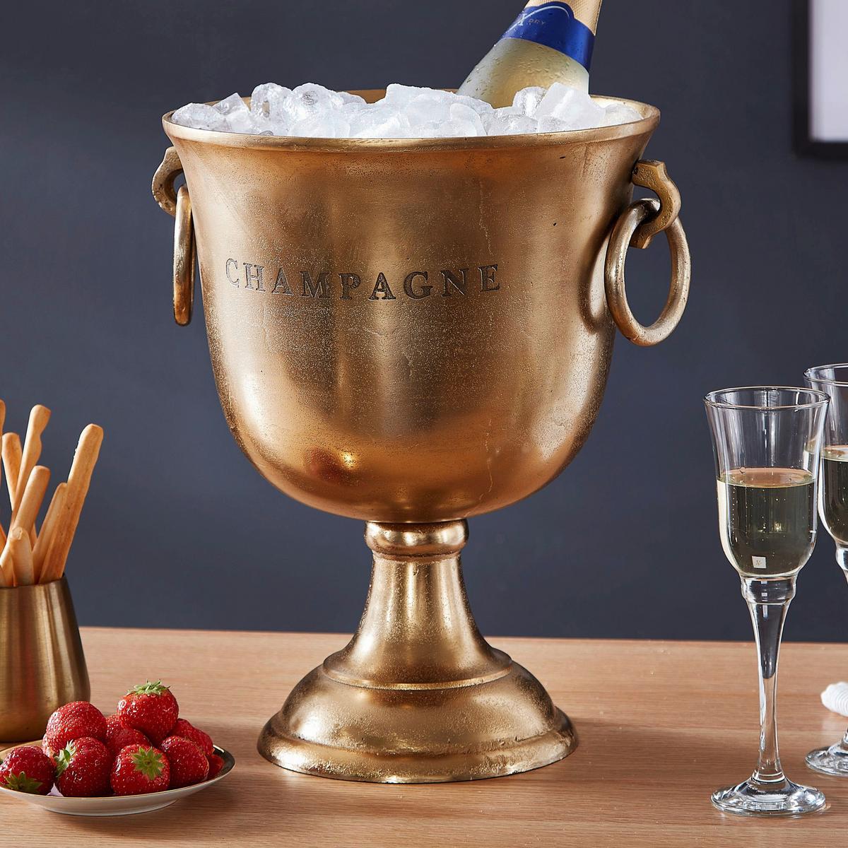 Champagnerkühler Wohnling Goldfarben B: 28,5 Cm - Goldfarben, MODERN, Metall (28,5/37,5/28,5cm) - MID.YOU