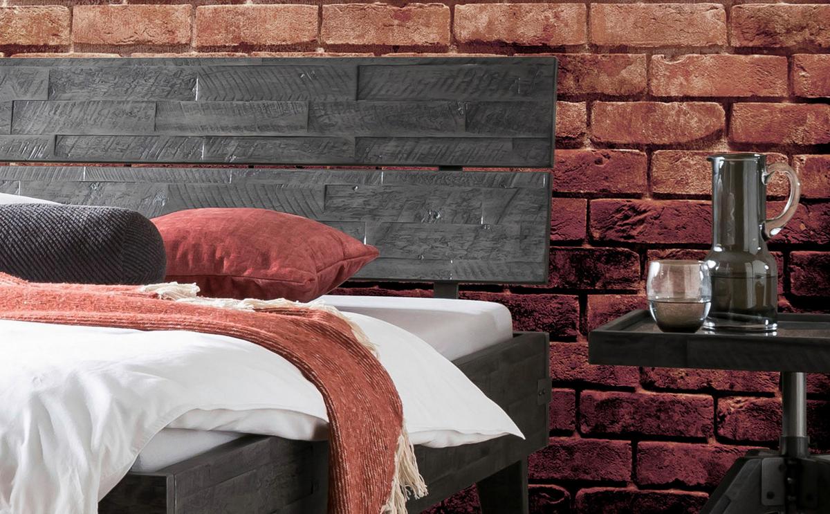 Bett Aloa, Grau 160x200 Cm - Grau/Akaziefarben, MODERN, Holz (160/200cm) - Hasena