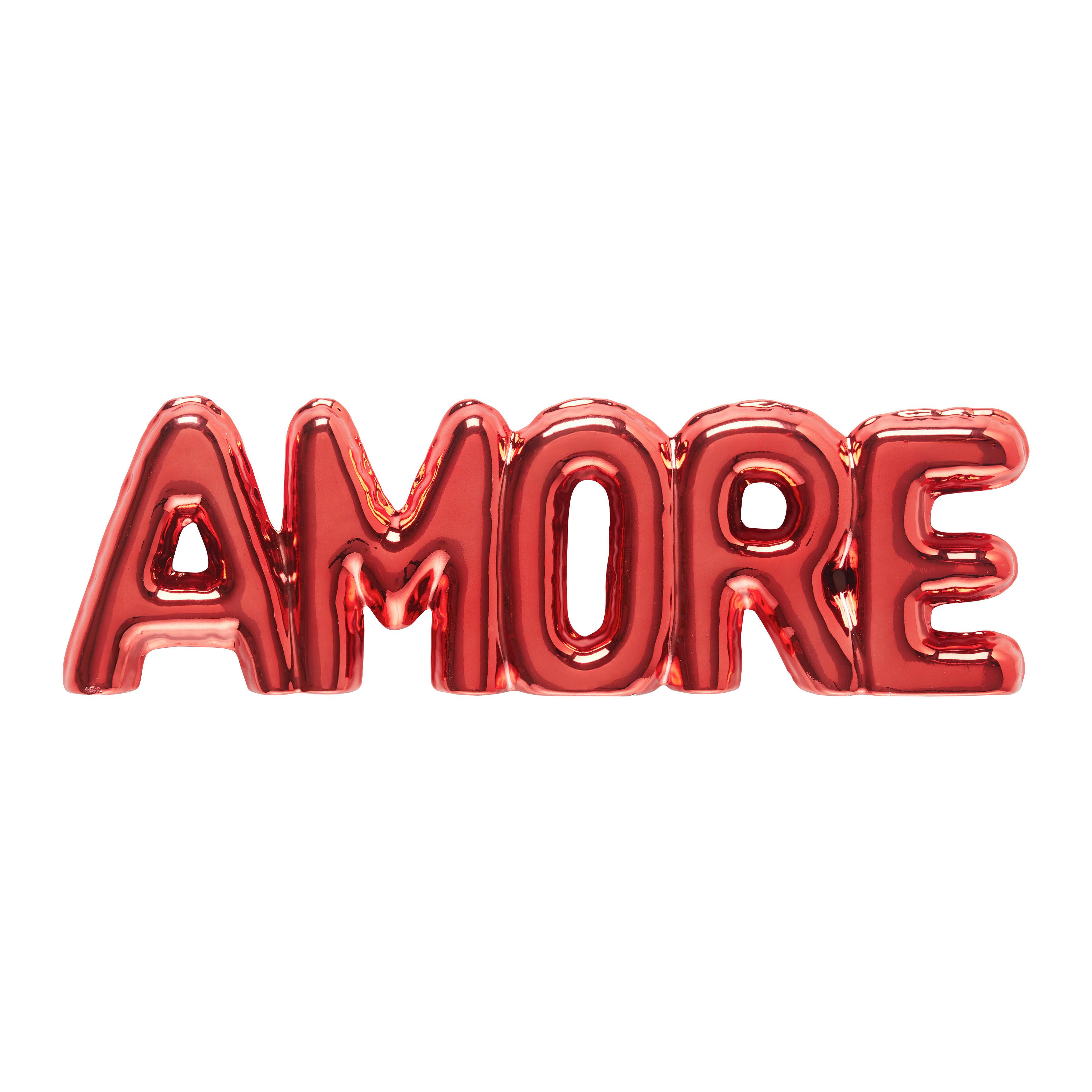 Dekorační nápis AMORE - červená, Moderní, keramika (34/2,5/10cm) - Mömax