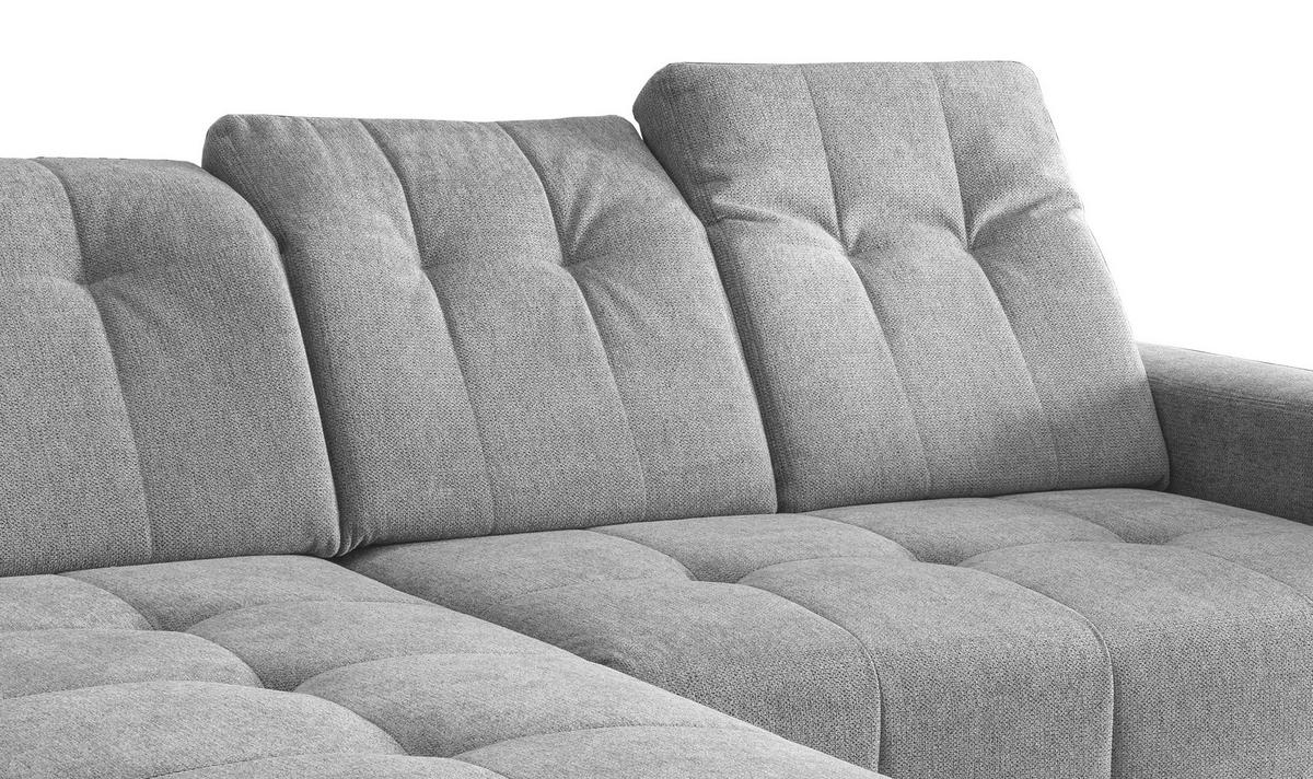 Ecksofa mit USB Anschluss Sano,silberfarben,s:180x258 cm - Silberfarben/Schwarz, MODERN, Textil (180/258cm) - Livetastic
