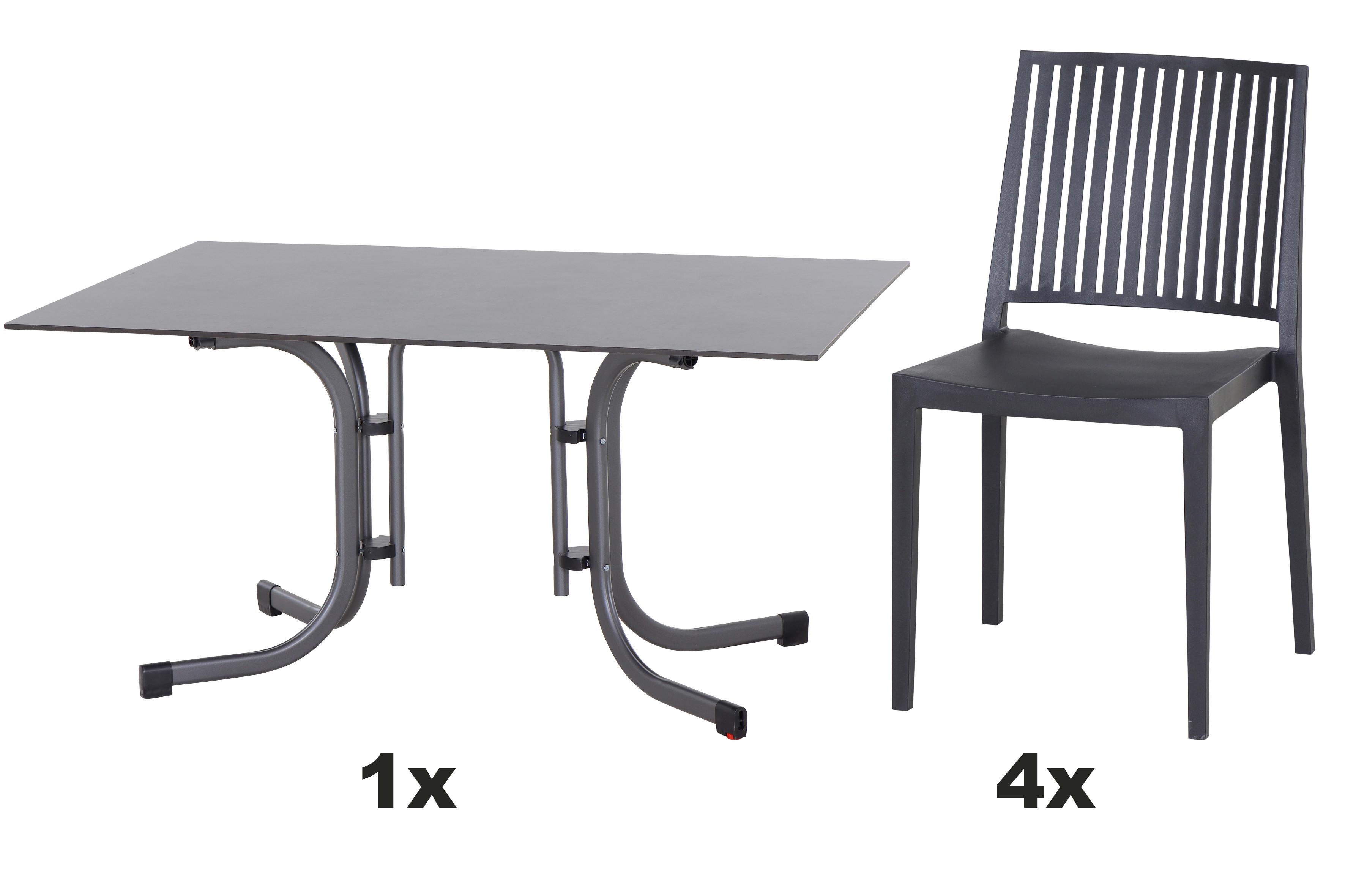 Gartengarnitur T20136 - Anthrazit, Basics, Holzwerkstoff/Kunststoff (57/80/56cm) - Siena Garden