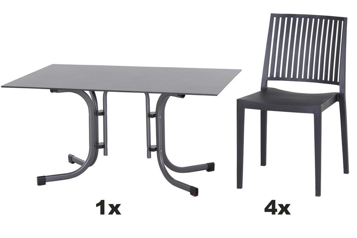 Gartengarnitur T20136 - Anthrazit, Basics, Holzwerkstoff/Kunststoff (57/80/56cm) - Siena Garden