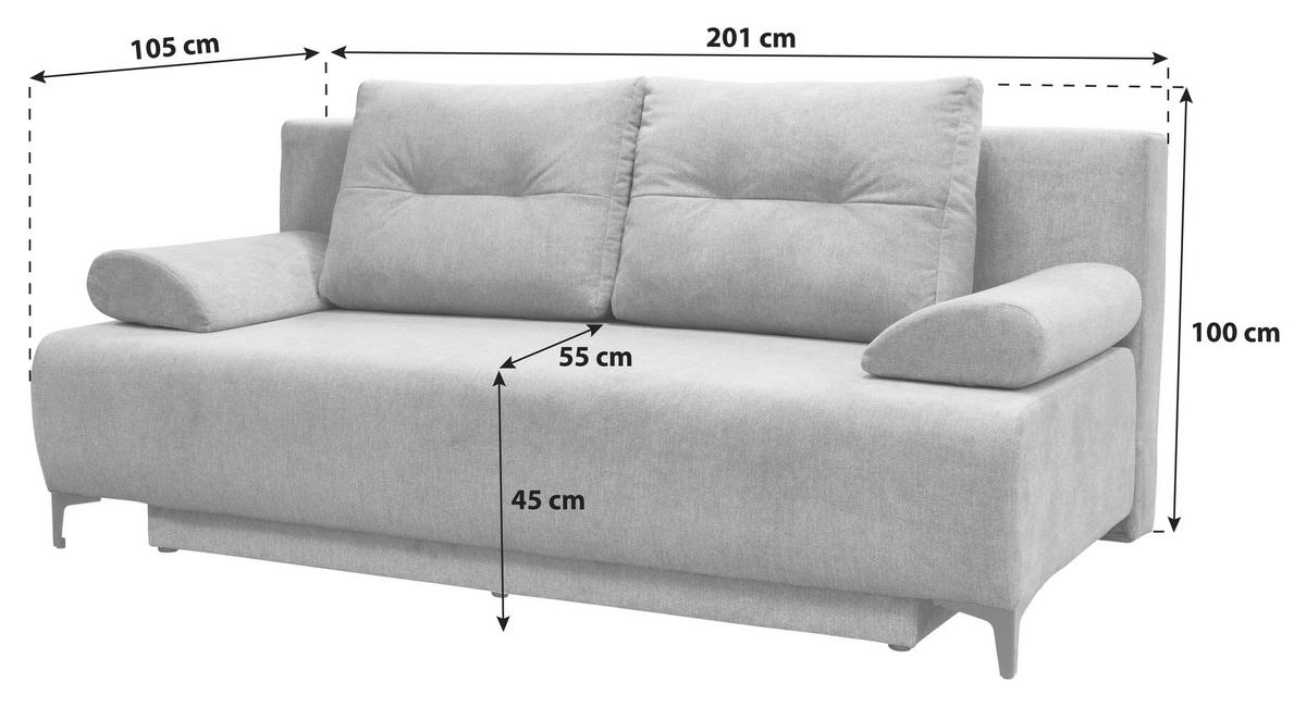 BOXSPRINGOVÁ POHOVKA VIERA - černá/světle šedá, Moderní, kov/textil (201/100/105cm)