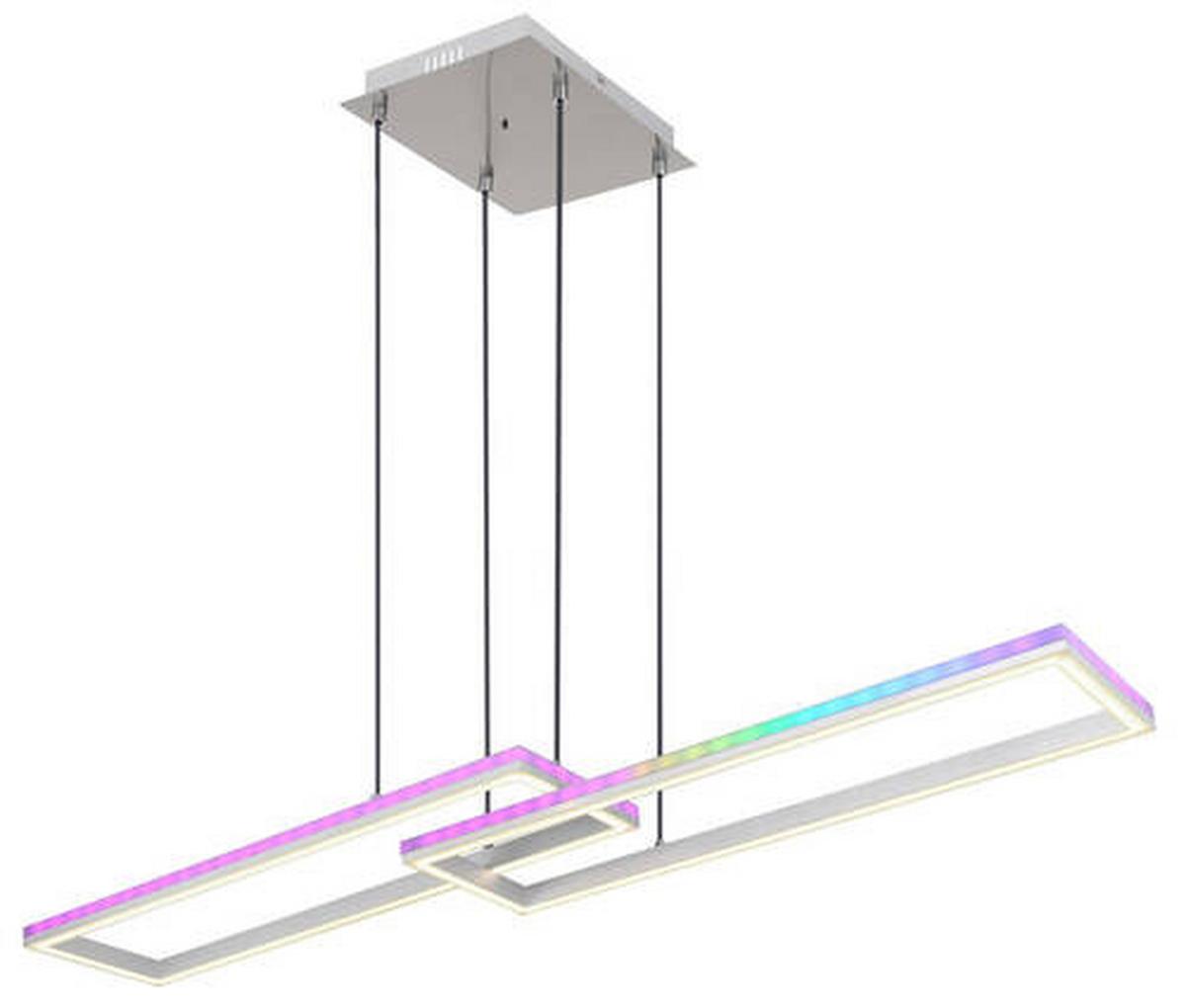 LED-Hängeleuchte 67209-45h - Silberfarben/Opal, Trend, Kunststoff/Metall (119,5/25,5/120cm) - Globo