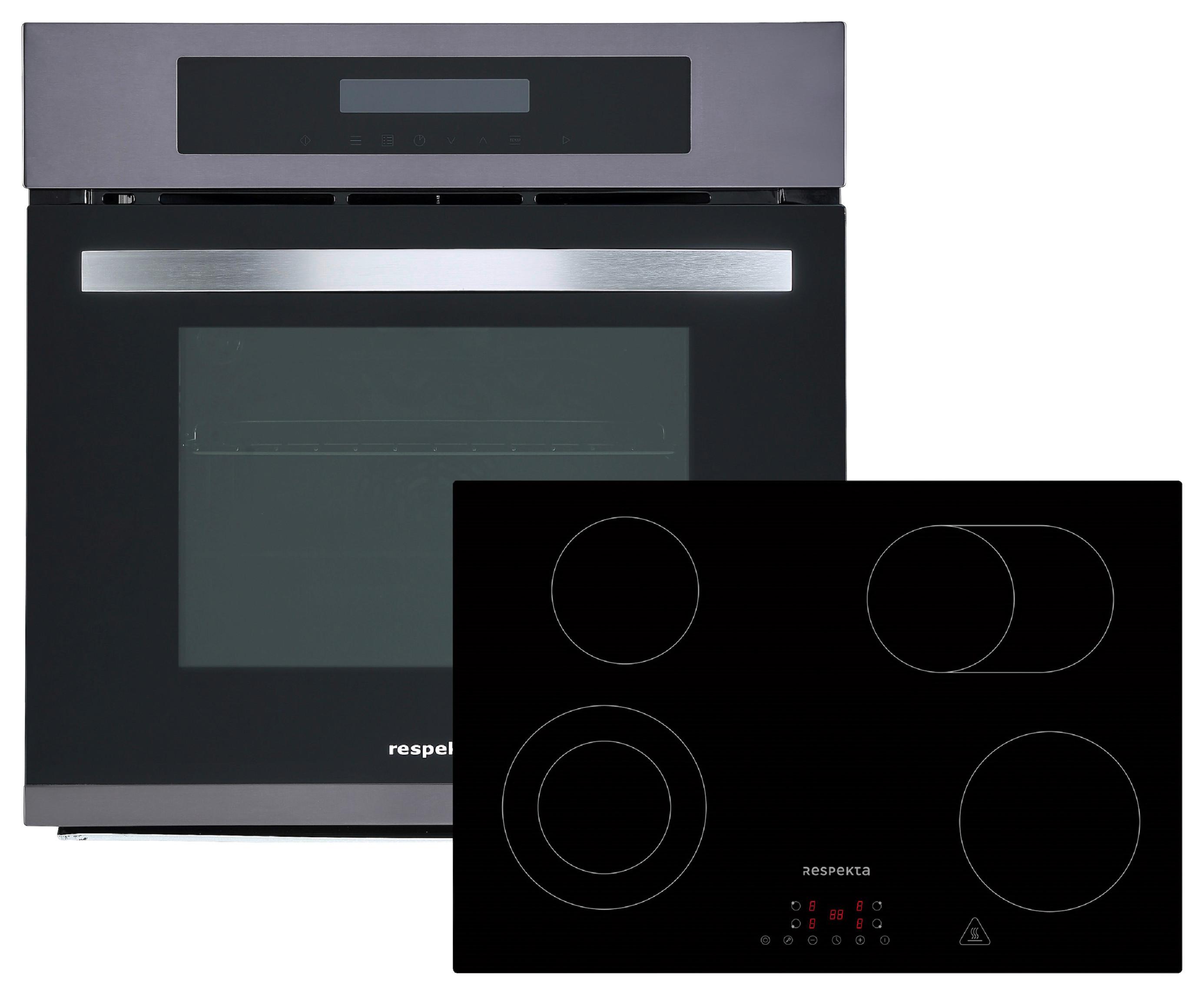 Einbauherd-set Digiset8bs7700 B: 59,5 Cm Elektro-Glaskeramik - Edelstahlfarben/Schwarz, Trend, Glas/Metall (59,5/59/54,2cm) - Respekta
