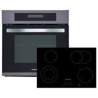Einbauherd-set Digiset8bs7700 B: 59,5 Cm Elektro-Glaskeramik - Edelstahlfarben/Schwarz, Trend, Glas/Metall (59,5/59/54,2cm) - Respekta