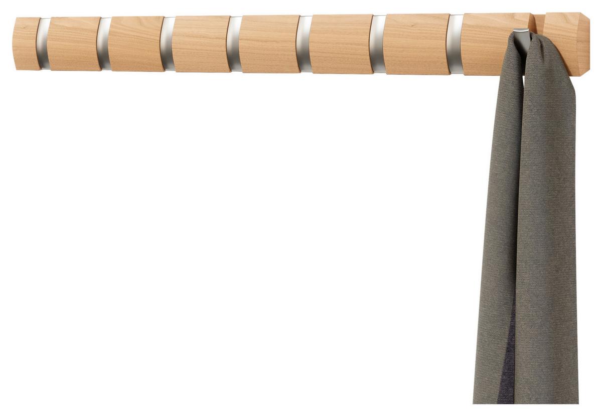 Nástenný vešiak, 8 háčikov - prírodná farba, Design, drevo/plast (6,4/3,2/81,3cm) - Umbra