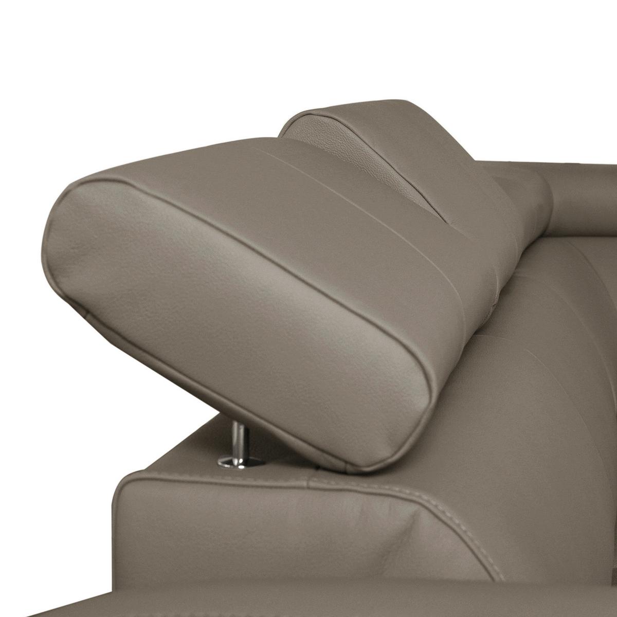 Ecksofa Aspen Taupe S: 242 Cm - Taupe/Chromfarben, Design, Leder/Textil (242/176cm) - Livetastic