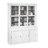 Vitrine Lagos Weiß B: 166 cm - Weiß, Design, Glas/Holz (166/214/48cm) - Livetastic