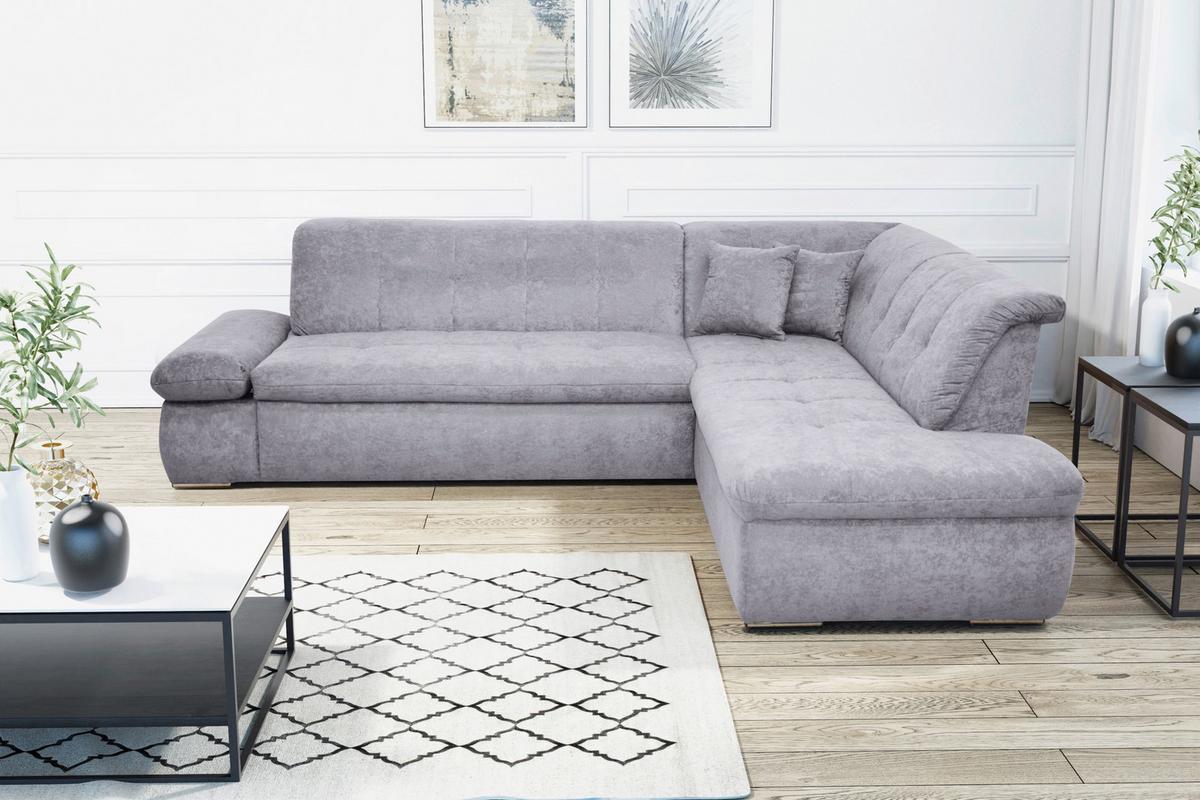 Ecksofa Mit Armteilverstellung Moric Grau Mikrofaser - Chromfarben/Grau, KONVENTIONELL, Textil (273/216cm) - MID.YOU