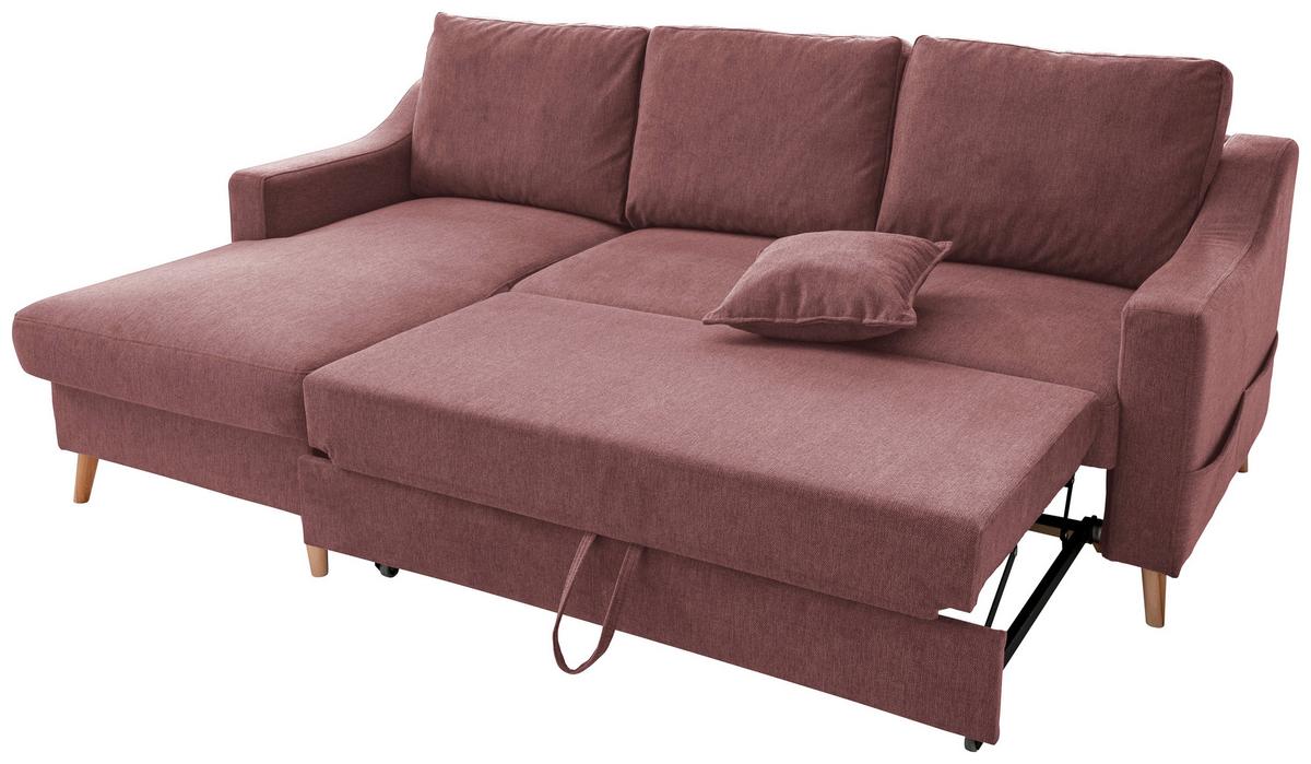 Ecksofa mit Schlaffunktion Valentina Rosa - Rosa/Naturfarben, KONVENTIONELL, Textil (150/228cm) - P & B