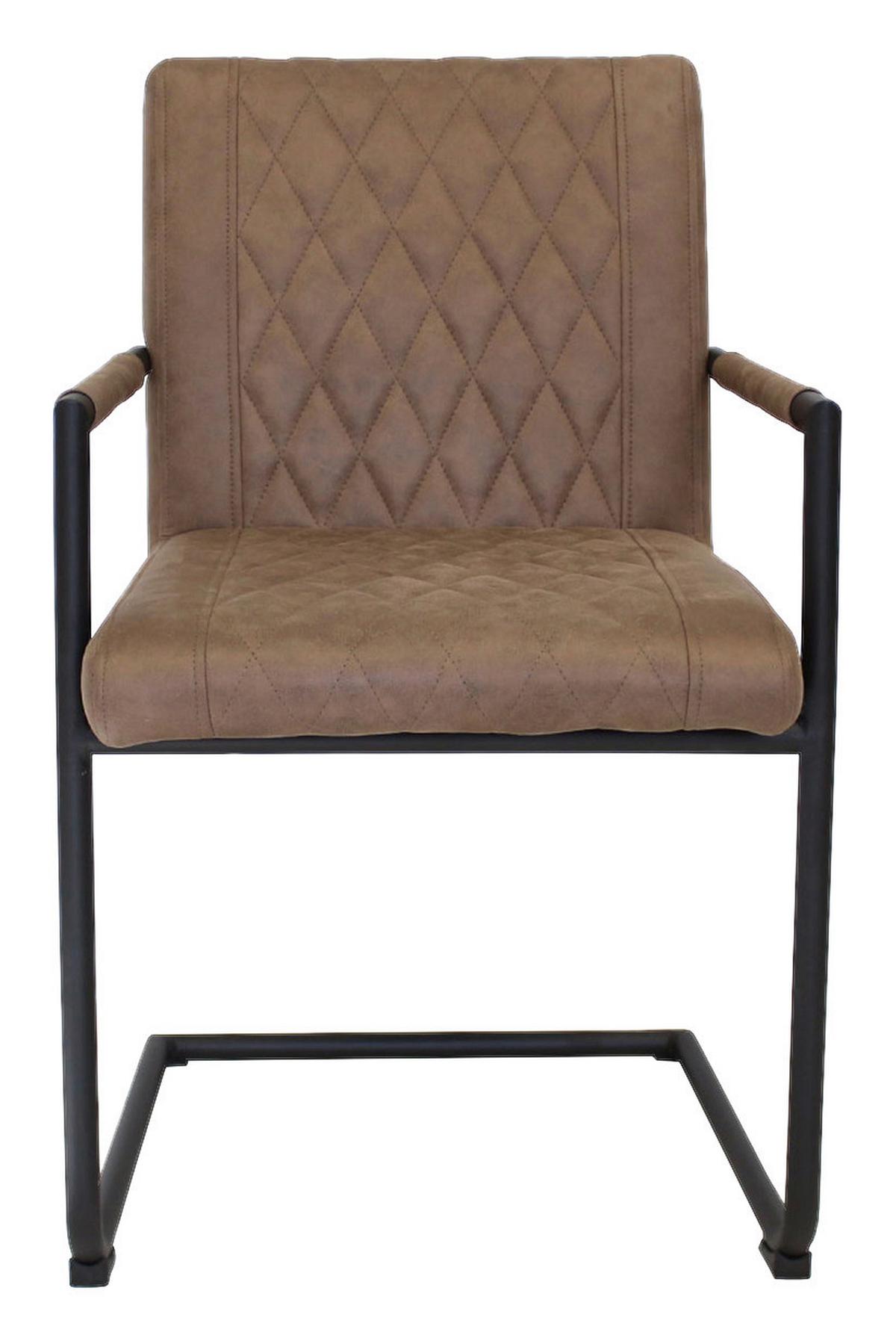 Armlehnstuhl Damian Taupe Gepolstert 2er-Set - Taupe/Schwarz, LIFESTYLE, Textil/Metall (52/88/63cm) - MID.YOU
